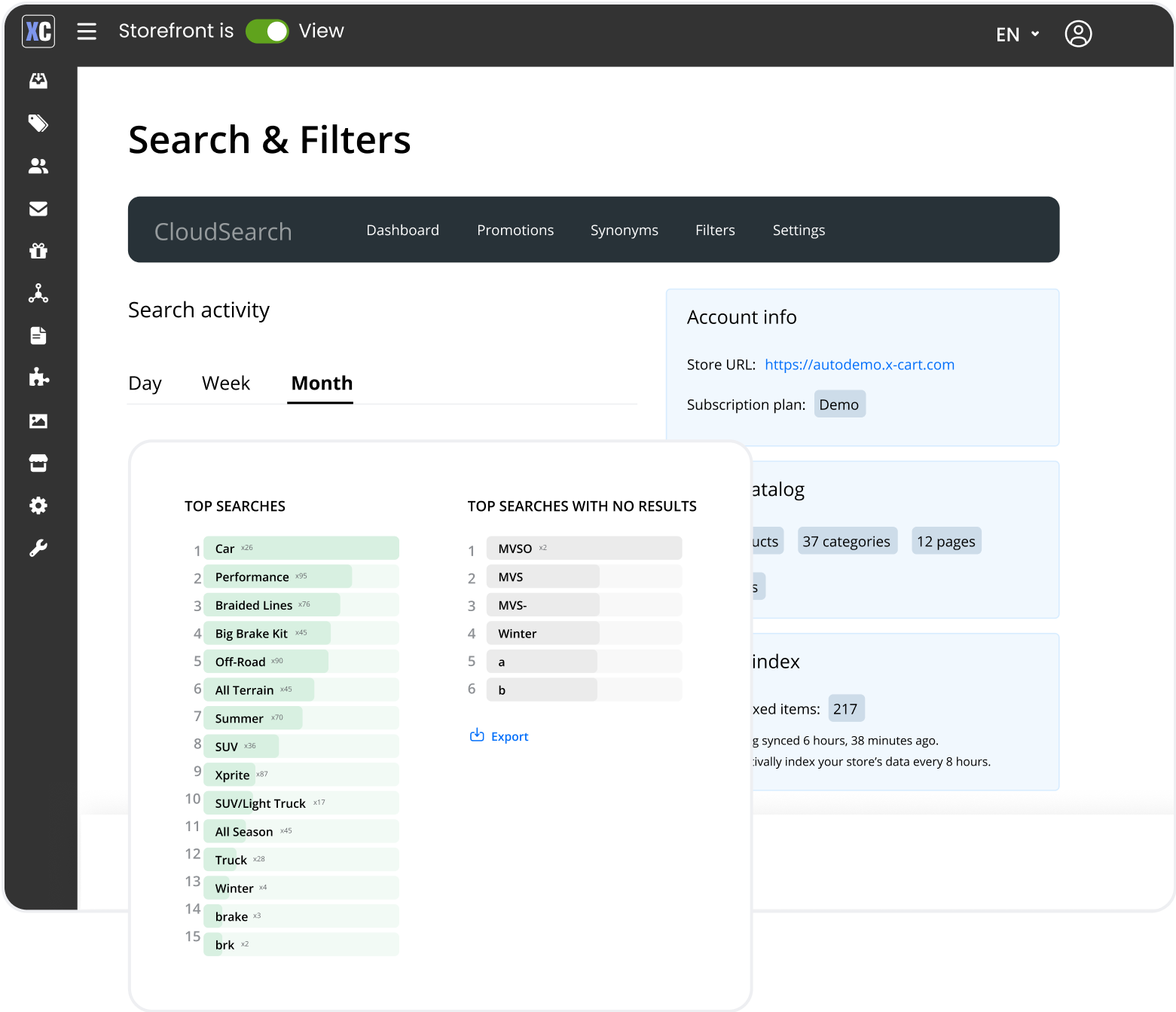 Search statistics and analytics